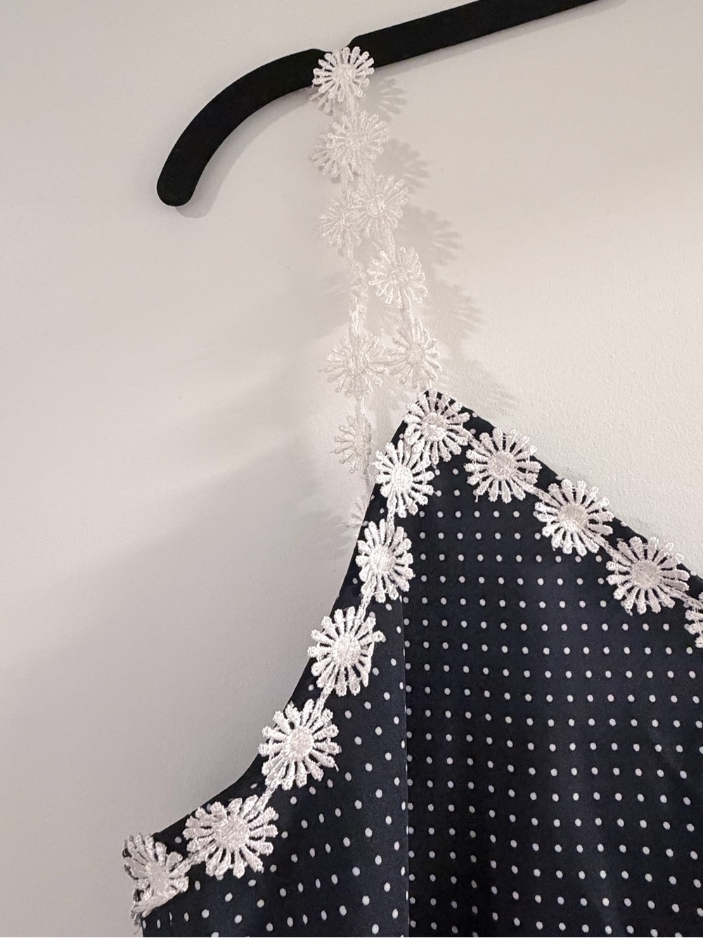 Vintage LA SENZA Polka Dot Lace-Trim Slip Dress - Picture 2 of 5